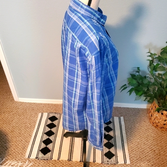 JACK WILLS UK Mens blue & teal Check Shirt button down cotton seersucker XL - Picture 5 of 10